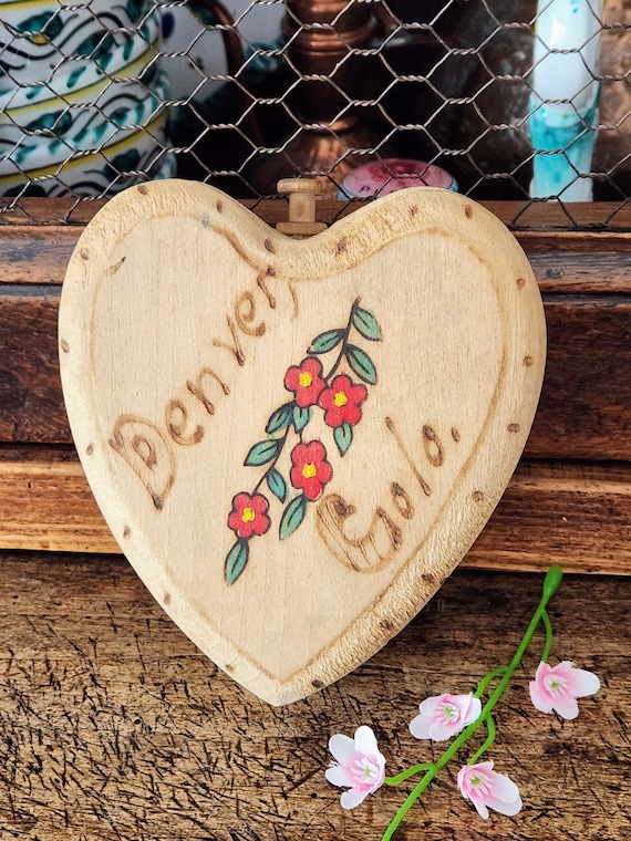 Vintage Heart Box Denver CO~Handmade Wood Box~Hear