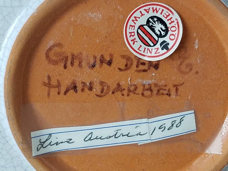 Austria Decorative Plate6 Vintage Ceramic Hand Painted Pottery Plate Crackle GlazeWall DecorJewelsandMetals image 5
