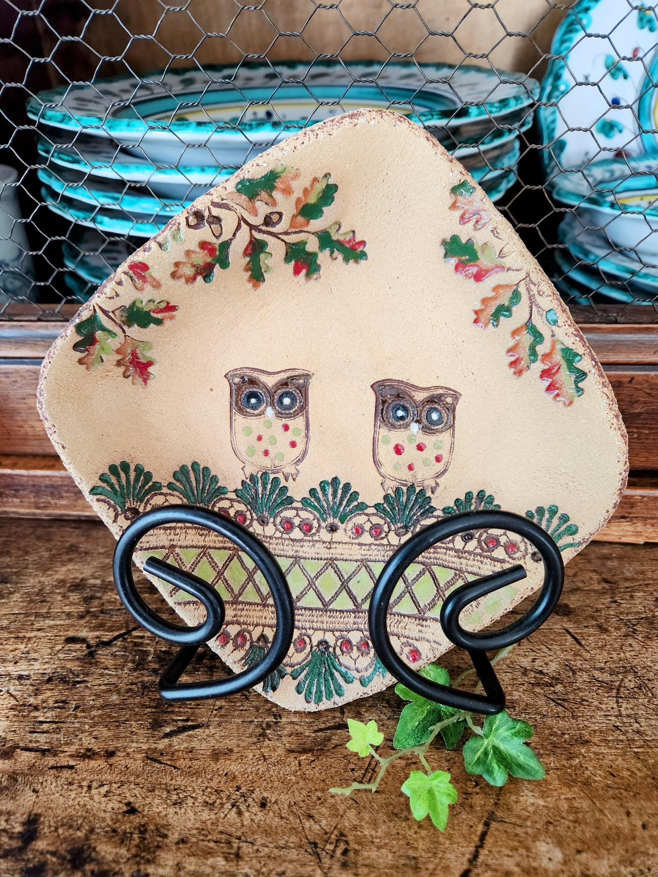 Adorable Pottery Owl Dish~Vintage Handmade Pottery