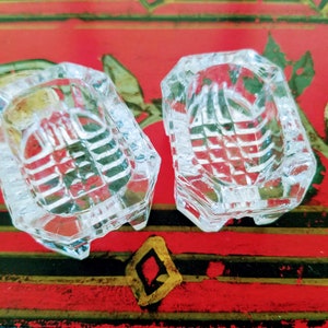 Antique Pressed Glass Salt Cellars: Rectangular Salt Servers, Set of 2