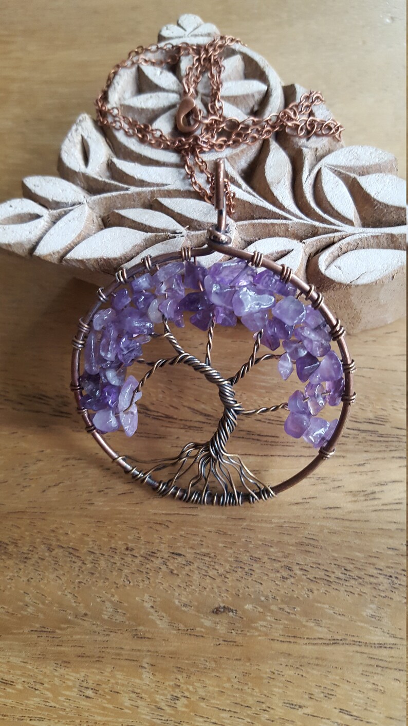 Tree of Life Pendant~Wire Wrapped Pendant Brass /& Copper~Purple Amethyst~Tree Pendant~Boho Necklace~18-20 Copper Chain~JewelsandMetals.