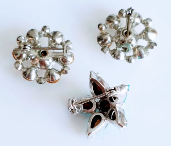 3 Vintage Rhinestone Scatter Pins~Sparkly Clear &… - image 5