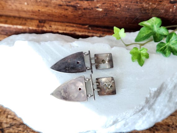 Sterling & Gemstone Pushbacks~Blue Opal Red Garne… - image 8