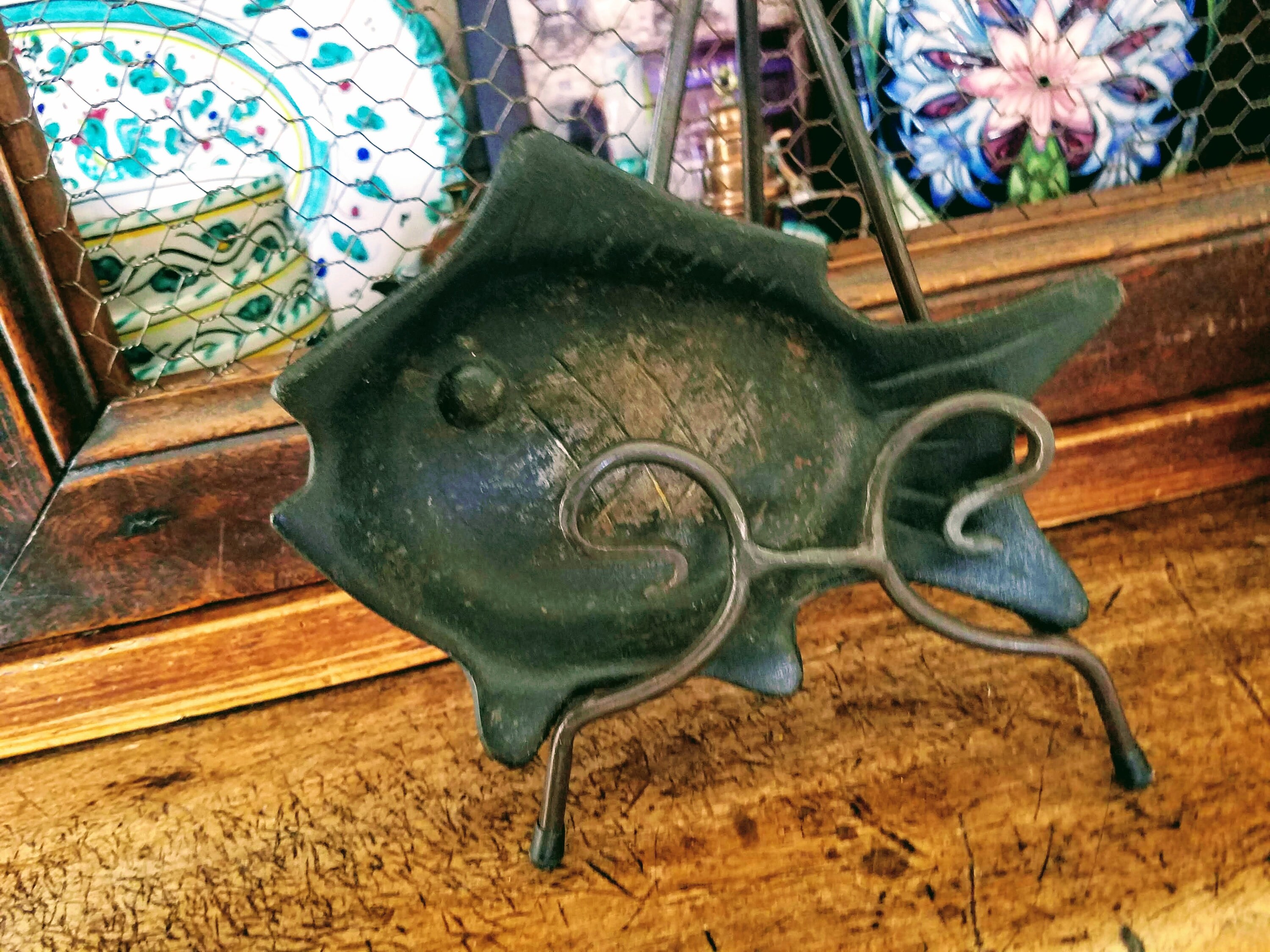 Vintage Cast Iron Fish Dish 6.75” Hand Forged Details of Scales Tail & Head