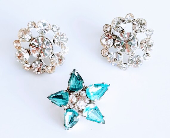 3 Vintage Rhinestone Scatter Pins~Sparkly Clear &… - image 3