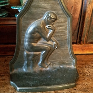 The Thinker Bookends Cast Iron Connecticut Foundry COPR 1929~Antique Bookends~Study/Living Room Decor~Gifts for Him~ewelsandMetals