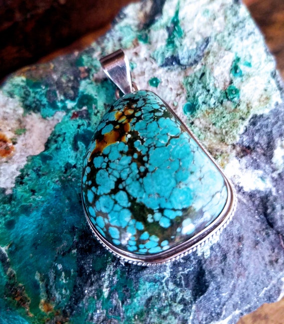 Turquoise & Sterling Pendant~Vintage Blue Turquois