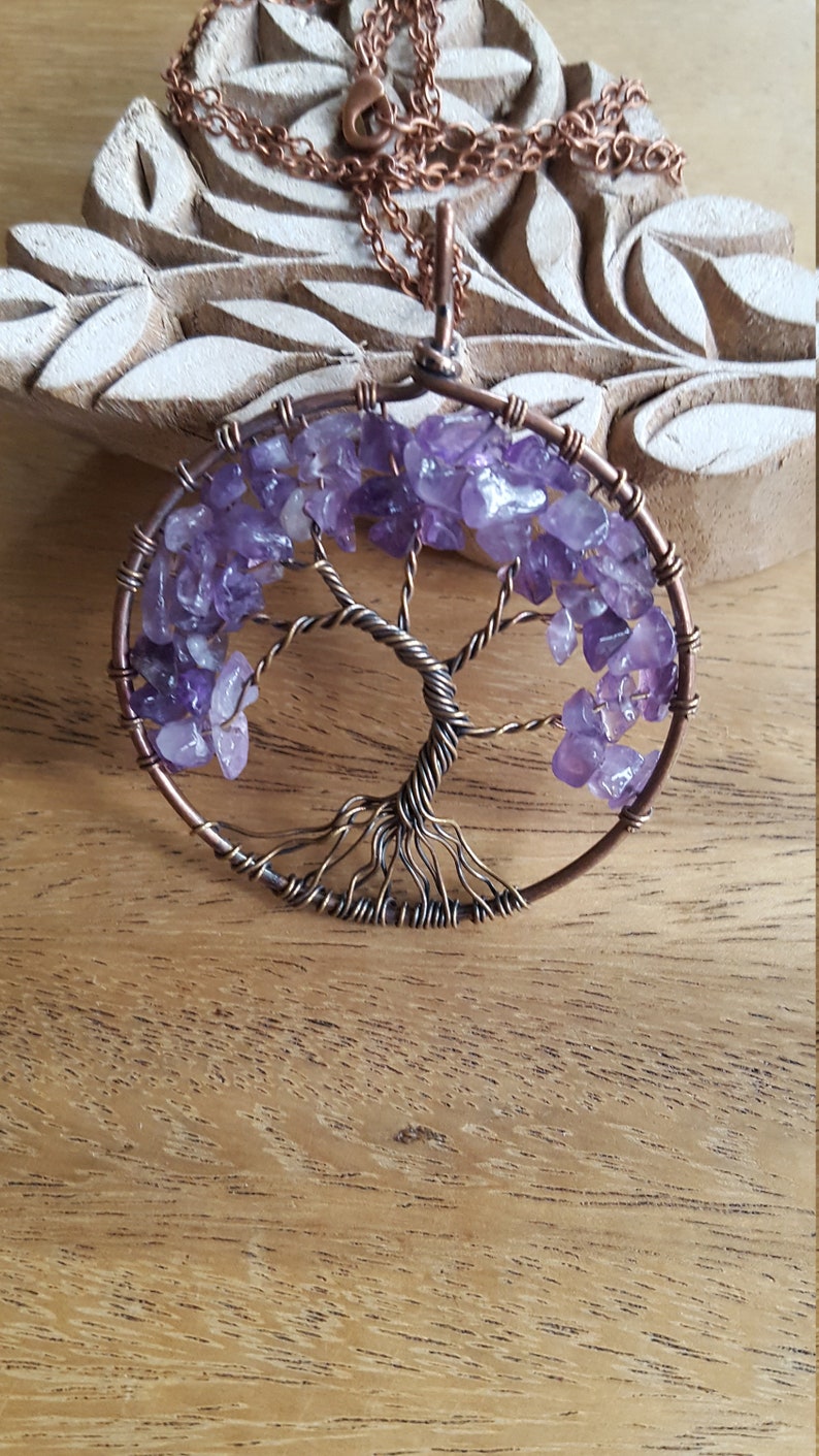 Tree of Life Pendant~Wire Wrapped Pendant Brass /& Copper~Purple Amethyst~Tree Pendant~Boho Necklace~18-20 Copper Chain~JewelsandMetals.