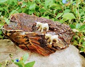 Vintage Wood Sculpture Horse Sculpture Two Horses Mounted on Natural Wood Tree Root Animal Sculpture Living Room Art JewelsandMetals