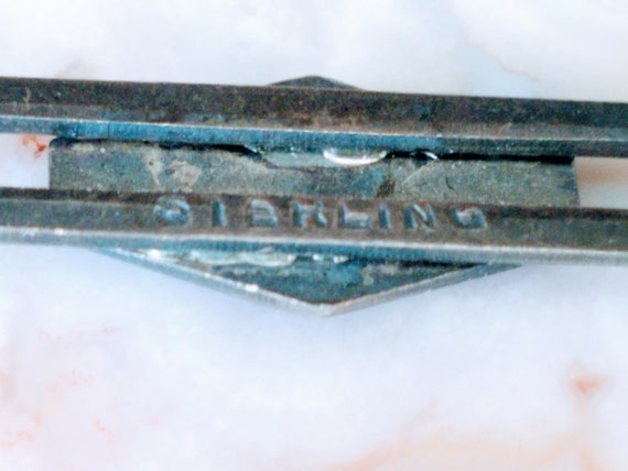 Antique Sterling & Enamel Bar Pin~Old C Clasp Vic… - image 4