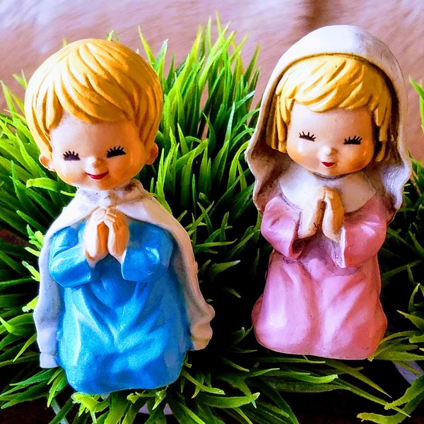 Need a Mary and Joseph? Vintage Hard Plastic Mary & Joseph Christmas Nativity Figurines~Enesco Figurines~XMas Decor~JewelsandMetals