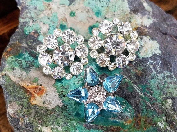 3 Vintage Rhinestone Scatter Pins~Sparkly Clear &… - image 1