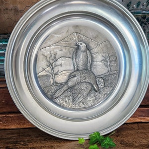 Pewter Eagle Plate Germany~Hunting Scene~Gifts for Him!