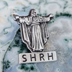 SHRH Pewter Lapel Pin~Vintage Religious medal made in Canada