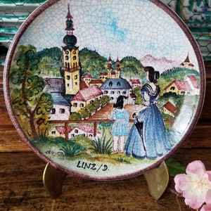 Austria Decorative Plate6 Vintage Ceramic Hand Painted Pottery Plate Crackle GlazeWall DecorJewelsandMetals image 2