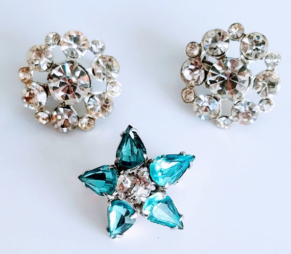 3 Vintage Rhinestone Scatter Pins~Sparkly Clear &… - image 4