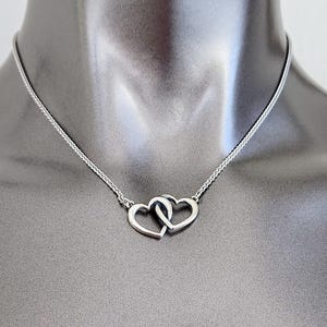 James Avery Retired Sterling Double Hearts 18&quot; Necklace~Gifts for Her