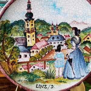 Austria Decorative Plate6 Vintage Ceramic Hand Painted Pottery Plate Crackle GlazeWall DecorJewelsandMetals image 4