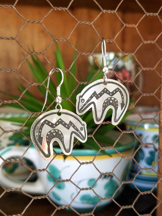 Vintage Spirit Bear Earrings~Southwest Jewelry Nat