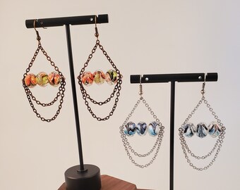 Dangle Earrings - Chandelier - Trapeze Earrings - Copper Earrings -Stainless Steel -Drop Earrings -Statement -Bohemian Jewelry -Gift For Her