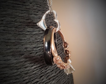 Heart Clasp Necklace - Ring Holder - Sterling Jewelry - Ring Keeper - Charm Holder - Triggerless Clasp - Mother Gift Mom - Anniversary Gift