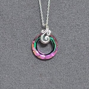 Swarovski Circle Necklace - Minimalist Jewelry - Sterling Necklace - Swarovski Crystal - Dainty Necklace - Gift For Her - Anniversary Gift Heliotrope