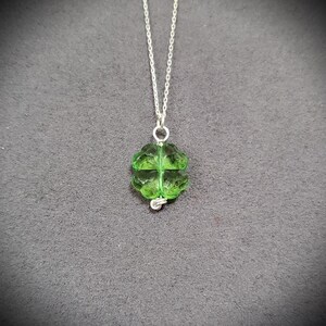 Four Leaf Clover Necklace - Green Shamrock - Good Luck Charm - Clover Pendant - Sterling Jewelry -Irish Jewelry -4 Leaf Clover -Gift For Her