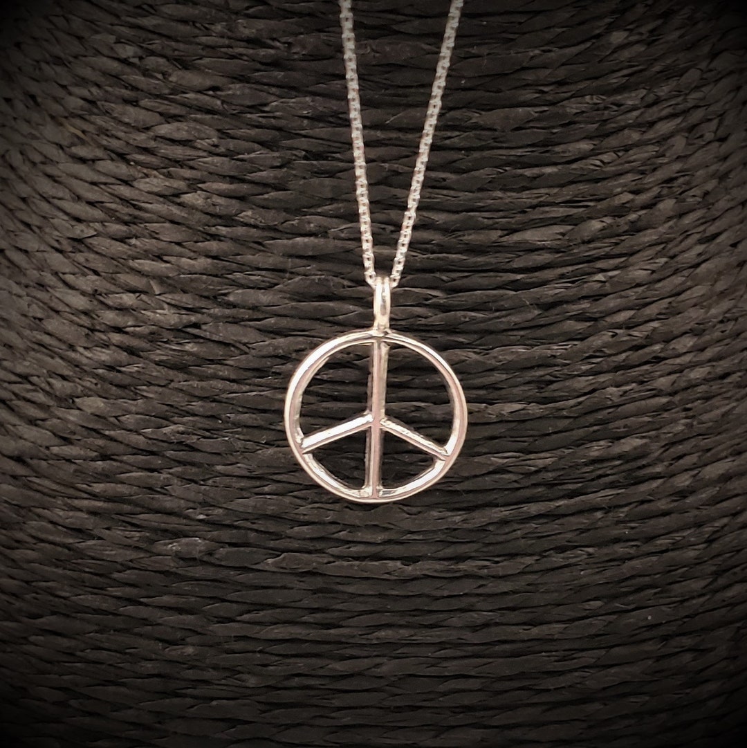 Peace Sign Necklace Sterling Jewelry Minimalist Boho Jewelry Peace Sign