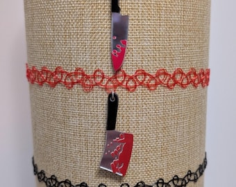 Halloween Tattoo Choker Necklace - Halloween Choker - Moon - Spooky Season - Gothic Jewelry - Knife -Charm Necklace - Bat - 90s Y2K