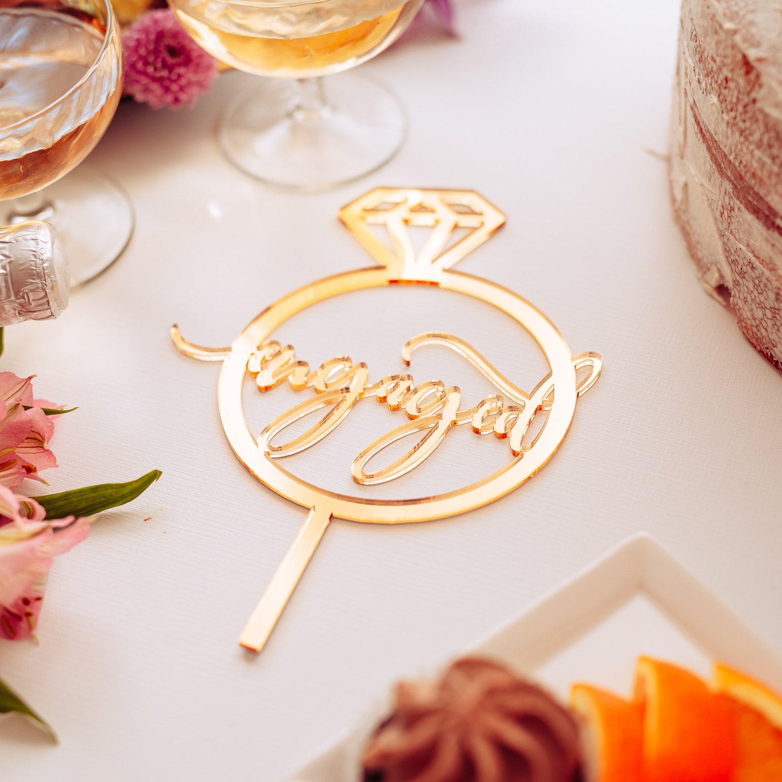 Engagement Cake Topper Engagement Party Bridal Shower Cake Etsy