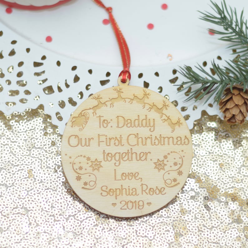 Babys First Christmas Ornament New Dad Gift Personalized Etsy