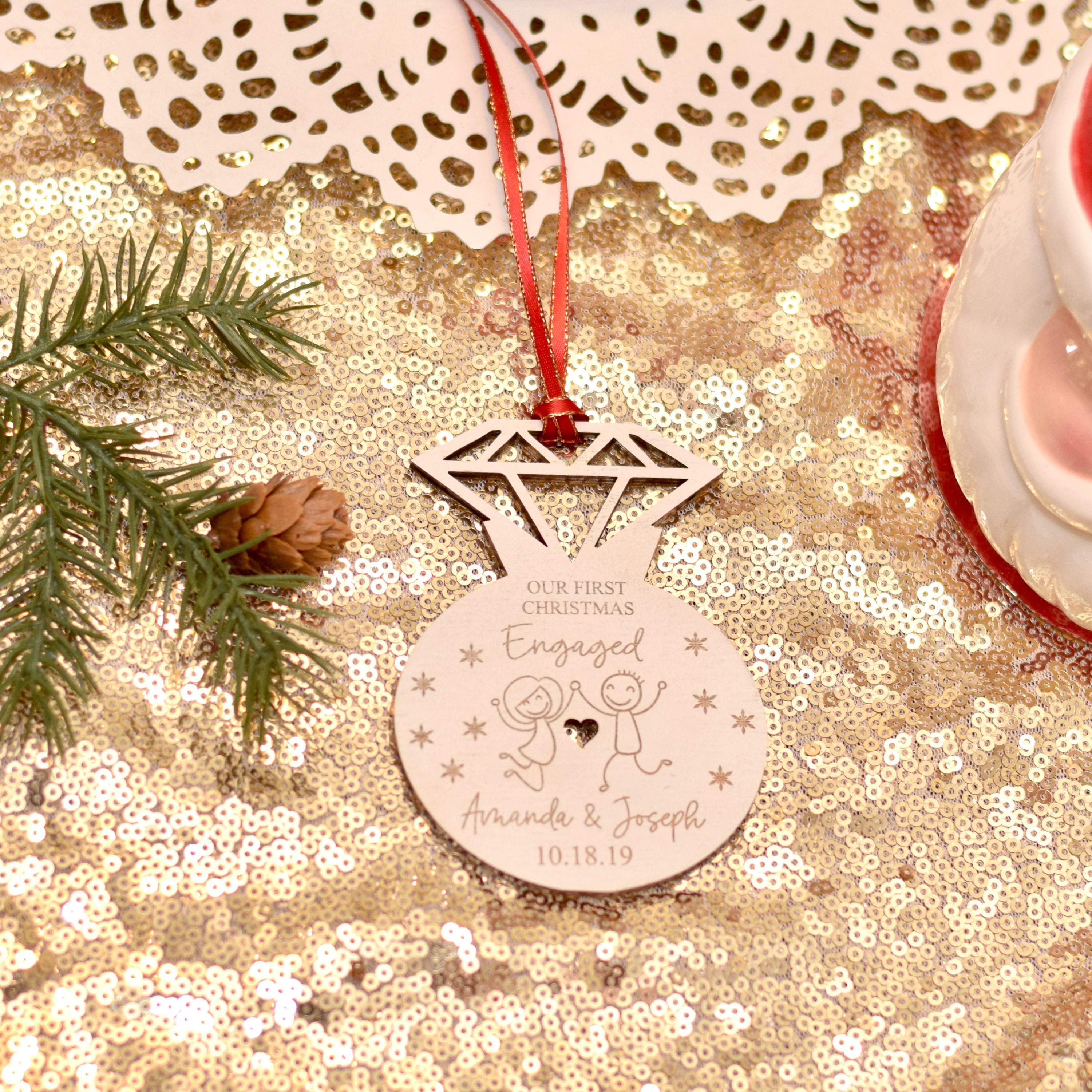 Our First Christmas Engaged Engagement Ornament Personalized Etsy Canada