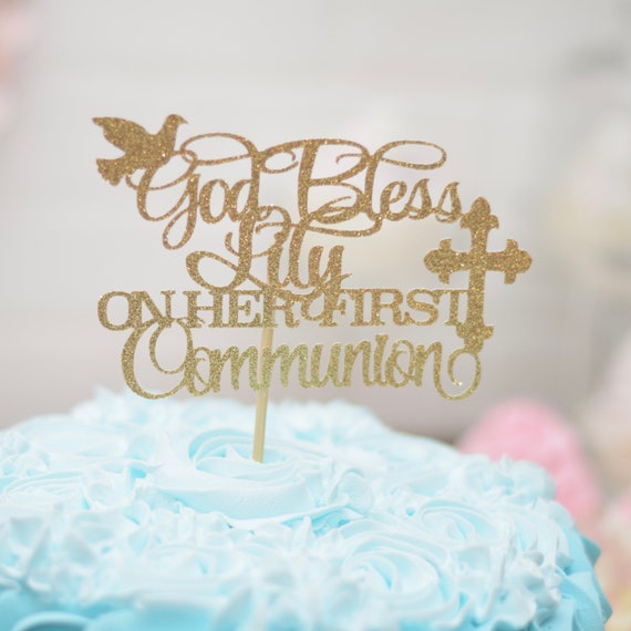 God Bless Personalized Cake Topper For Baptism - Sugar Crush Co.