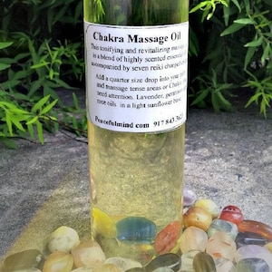 Chakra Massage Oil, Chakra Body Oil, Chakra Oil, Chakra Healing, Chakra, 6 Ounces, Crystals, Crystal Chakra Oil, Massage Oil, Massage Oil