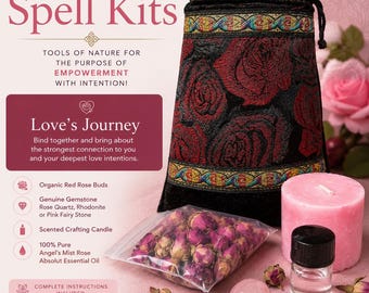 Love Spell Kit, Rosenquarz, Samtbeutel, ätherische Öle