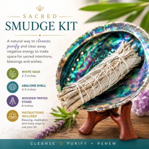 White Sage Smudge Kit, Abalone Shell, and Tripod Stand