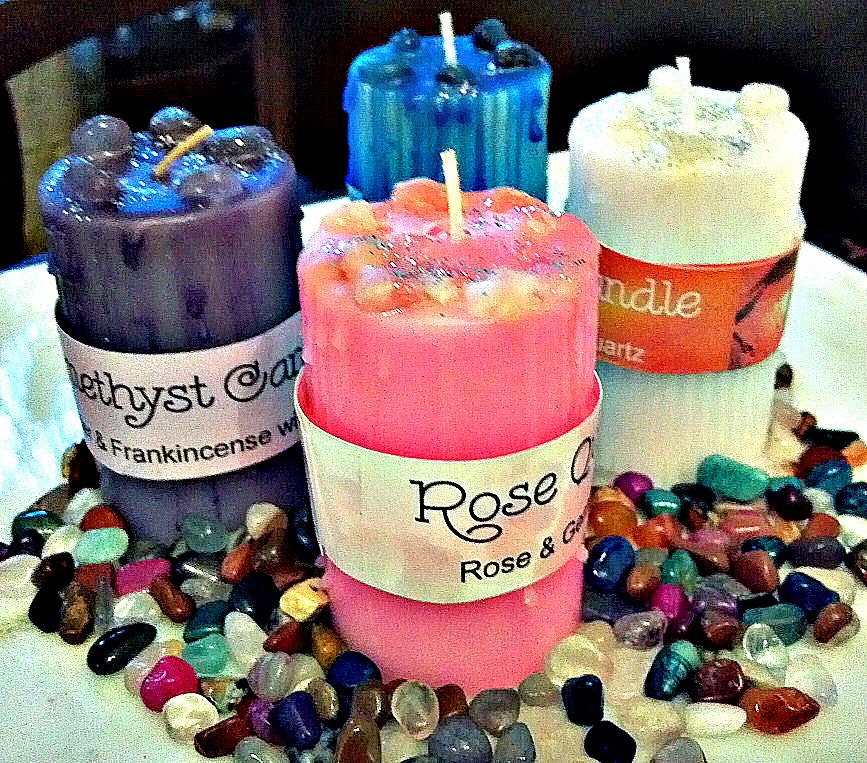Candles With Crystals Gemstone Candles Crystal Candles Etsy UK