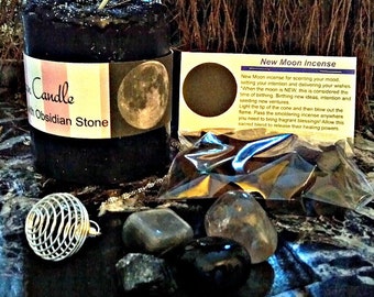 New Moon Ritual Kit, New Moon Ritual, New Moon Crystals, New Moon Candle, Moon Necklace, Moon Incense, New Moon Ritual Spell Spell Kit Magic