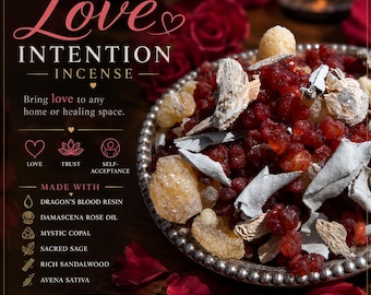 Love Intention Resin Incense, Rose, Sandalwood, Sage (4 Ounces)