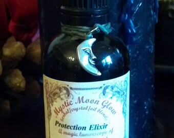 Protection Oil, Scented Perfume OIl, Aromatherapy Oil Blend, Protection Oil With Charm, Herbs, Crystals, Anis, Ash Wood, Obsidian Bloodstone