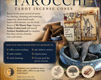Tarot Incense Cones, Mt Shasta Sage, Cedarwood, Sandalwood (20 Cones)