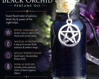 Black Orchid Perfume Oil, Jasmine, Lily, Tulip, Ritual Anointing Oil, 1 Ounce