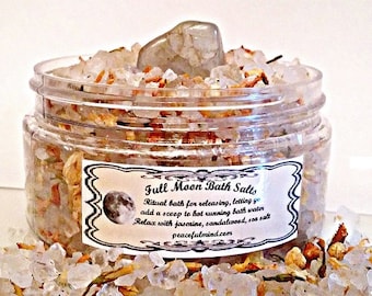 Full Moon Bath Salts, Full Moon Ritual Bath Salts, Bath Salts, Full Moon, Moonstone, Rock Sea Salt, Jasmine, Releasing, Letting Go, Salts