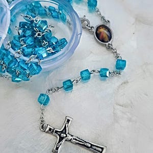 Celestite Rosary, Medjugorje Rosary, Rose Case, Prayer Beads,  Rosary, Rosary Beads, Blessed Rosary, Rosary from Medjugorje, Crystal Rosary