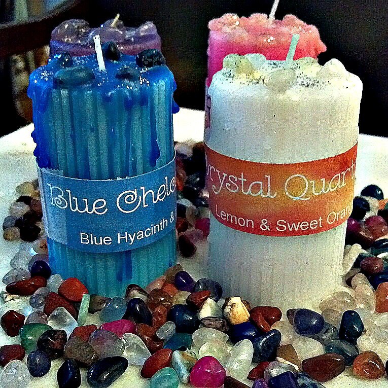Candles With Crystals Gemstone Candles Crystal Candles Etsy