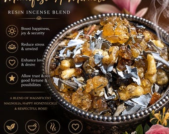 Manifest A Miracle Resin Incense, Magnolia Rose Honeysuckle, with Free Charcoal Discs