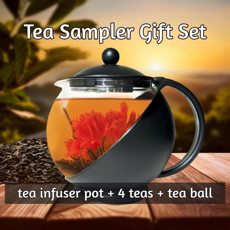 4 Tea Image Herbal Tea Sampler Gift Set, Teapot, Tea Ball, 4 Teas - Etsy