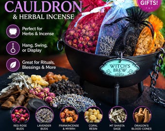 Black Metal Cauldron, Hanging Incense Burner, Wiccan Spell Altar