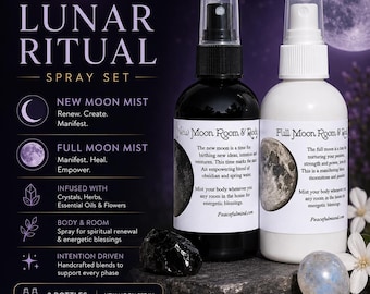 Set de sprays de aromaterapia para rituales lunares, Luna Nueva, Luna Llena, 118 ml