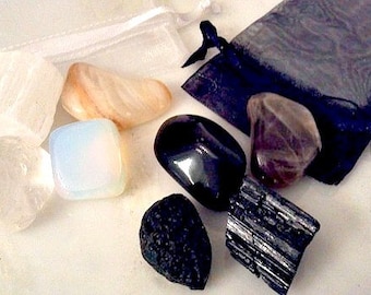 New Moon, Full Moon Crystal Set, Healing Moon Crystals,  Crystals for Moon, New Moon Full Moon Crystal Kit, Moon Crystals Moonstone, Quartz